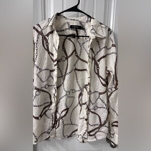 Ralph Lauren Chain Print Shirt in Brown and Cream
